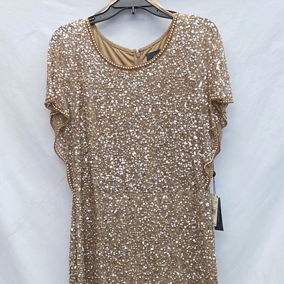 Adrianna-Papell flutter sleeves long Gown - Picture 8 of 8